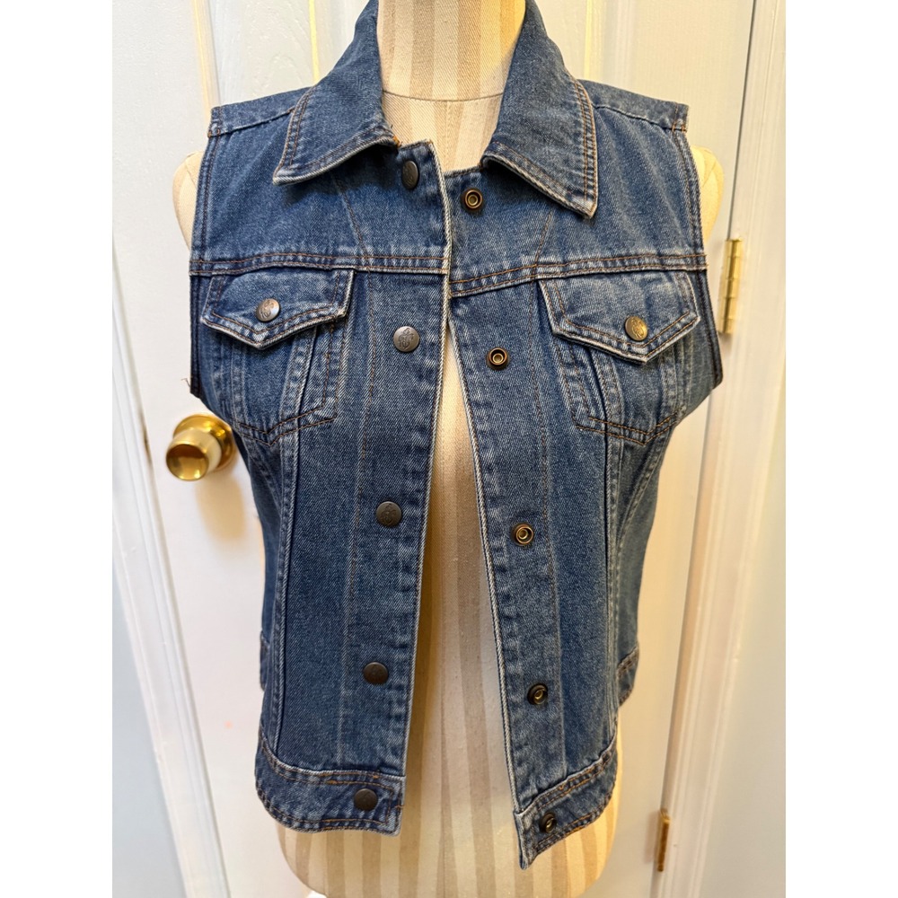 Outback Trading Co Wild Horses Denim Vest Blue Western Small